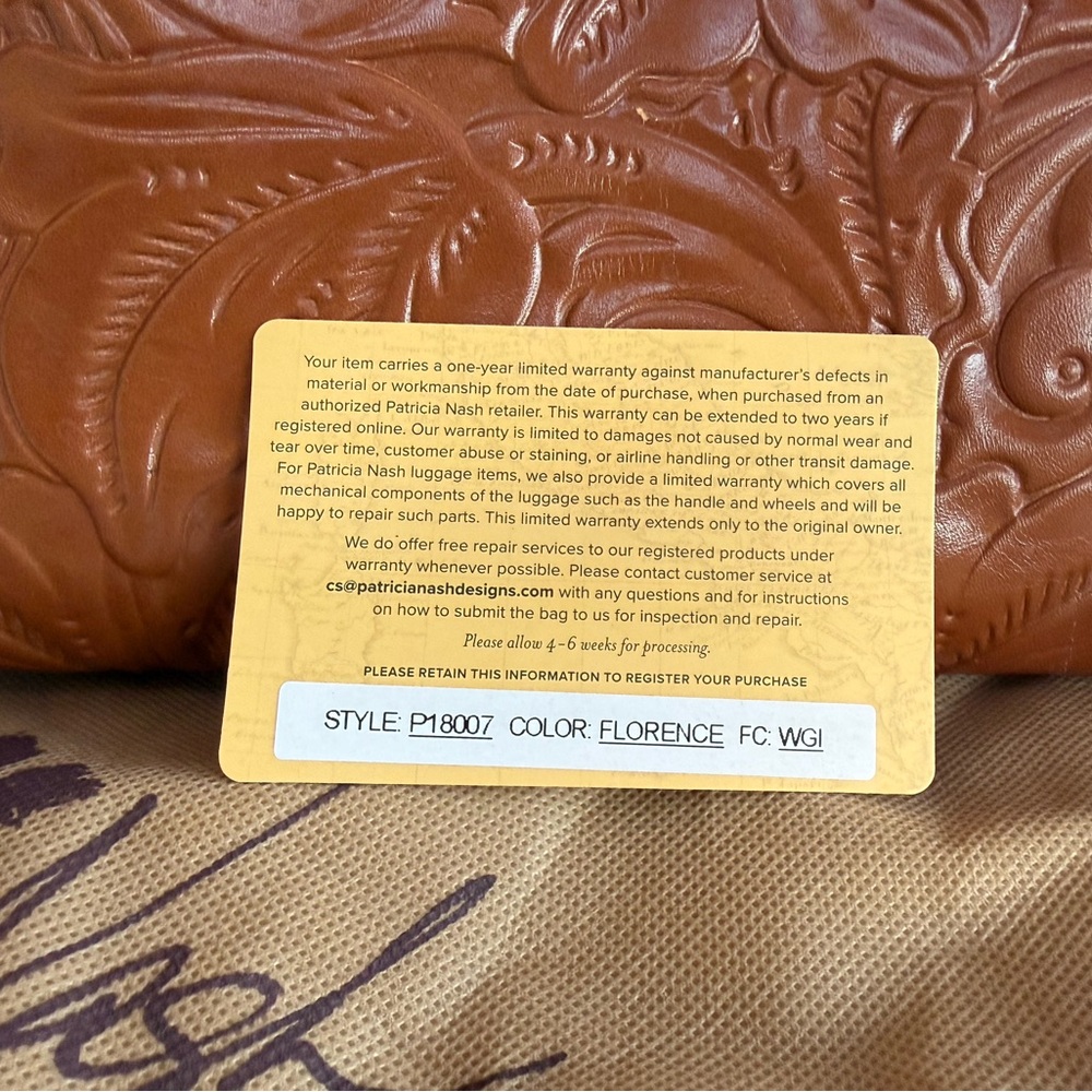 Patricia Nash Floral Embossed Tan Tote - Picture 6 of 6